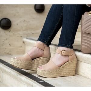 Dolce Vita Lesly Platform Wedge Sandals WMNS 6 Brown/Beige Slingback Ankle Strap